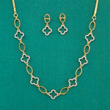American Diamond Delicate Necklace with Rhodium Plating 2 Tone Plating Mehndi Plating