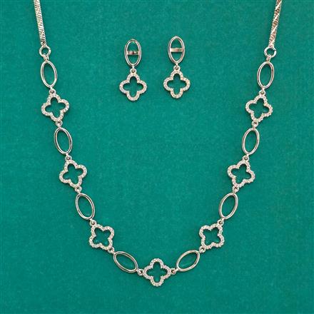 American Diamond Delicate Necklace with Rhodium Plating 2 Tone Plating Mehndi Plating