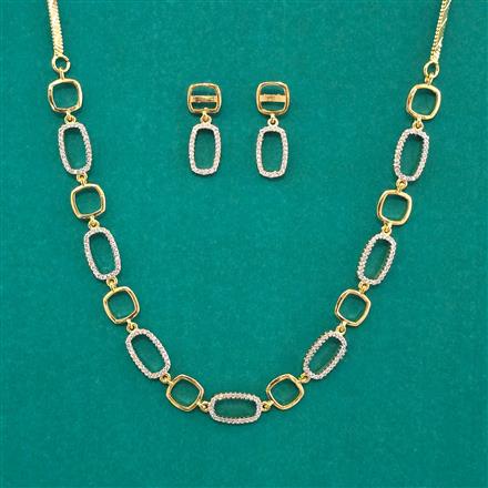 American Diamond Delicate Necklace with Rhodium Plating 2 Tone Plating Mehndi Plating