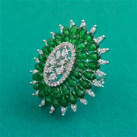 American Diamond Adjustable Ring with Rhodium Plating