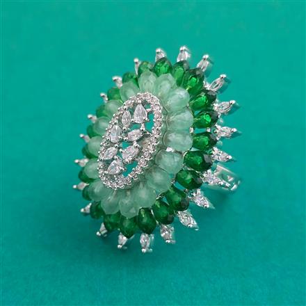American Diamond Adjustable Ring with Rhodium Plating