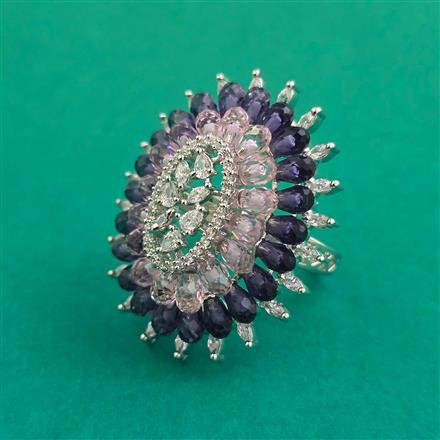 American Diamond Adjustable Ring with Rhodium Plating