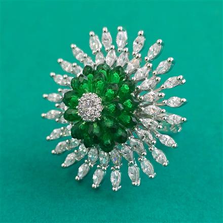 American Diamond Adjustable Ring with Rhodium Plating