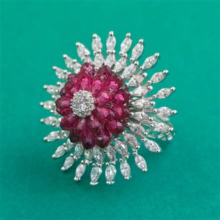 American Diamond Adjustable Ring with Rhodium Plating