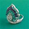 American Diamond Adjustable Ring with Rhodium Plating