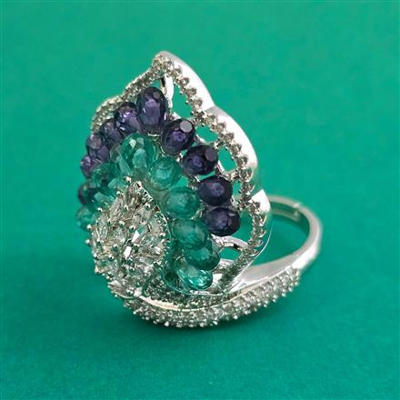 American Diamond Adjustable Ring with Rhodium Plating