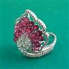 American Diamond Adjustable Ring with Rhodium Plating