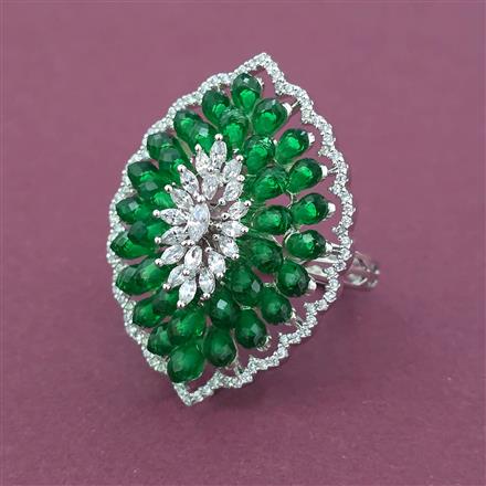 American Diamond Adjustable Ring with Rhodium Plating