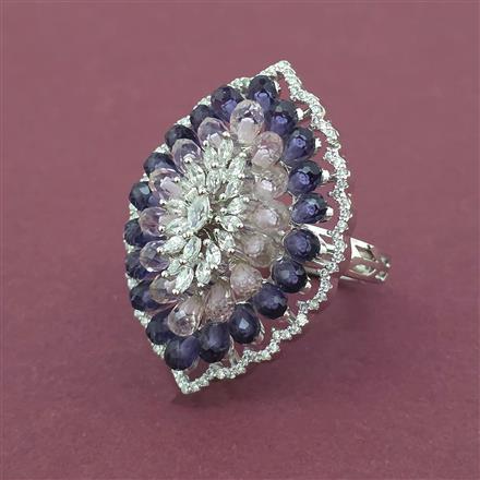 American Diamond Adjustable Ring with Rhodium Plating