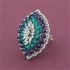 American Diamond Adjustable Ring with Rhodium Plating