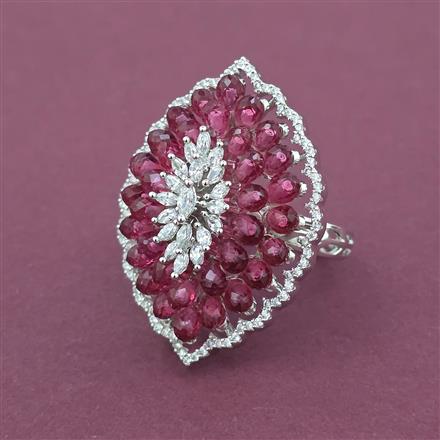 American Diamond Adjustable Ring with Rhodium Plating