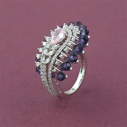 American Diamond Adjustable Ring with Rhodium Plating