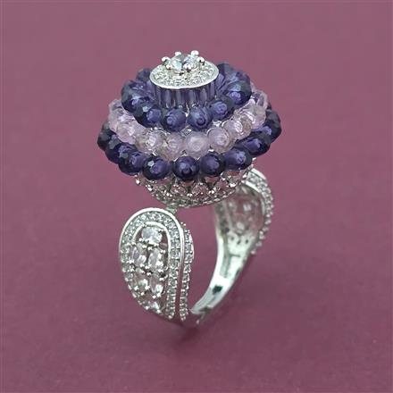 American Diamond Adjustable Ring with Rhodium Plating