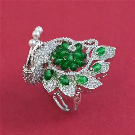 American Diamond Adjustable Ring with Rhodium Plating