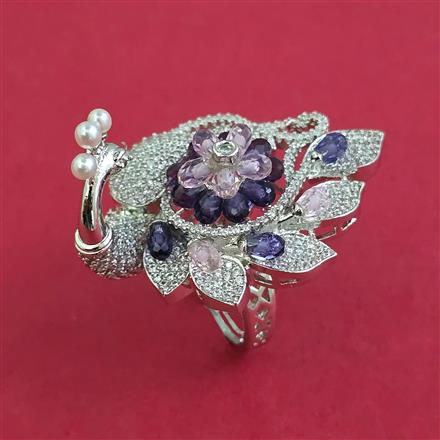 American Diamond Adjustable Ring with Rhodium Plating