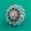 American Diamond Adjustable Ring with Rhodium Plating