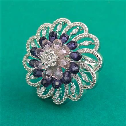 American Diamond Adjustable Ring with Rhodium Plating