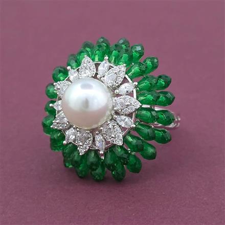American Diamond Adjustable Ring with Rhodium Plating