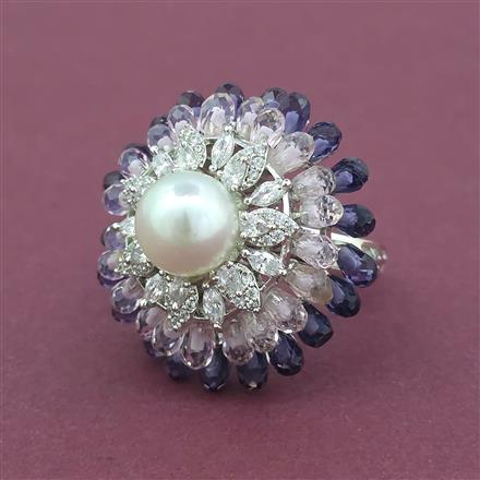 American Diamond Adjustable Ring with Rhodium Plating
