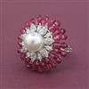 American Diamond Adjustable Ring with Rhodium Plating