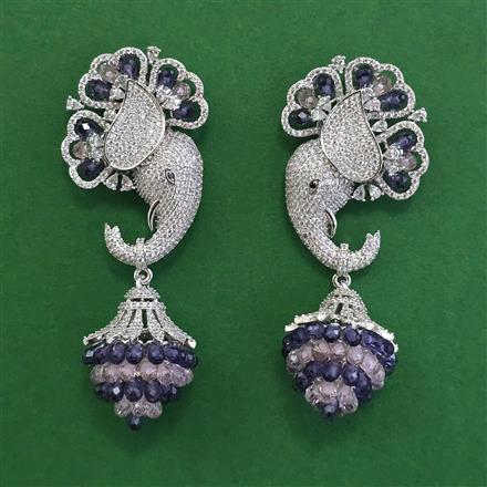 American Diamond Classic Earring with Rhodium Plating