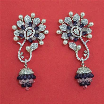 American Diamond Classic Earring with Rhodium Plating