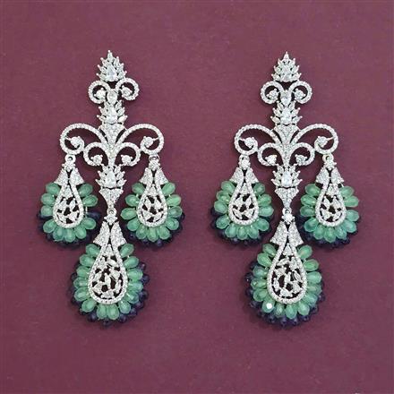 American Diamond Long Earring with Rhodium Plating