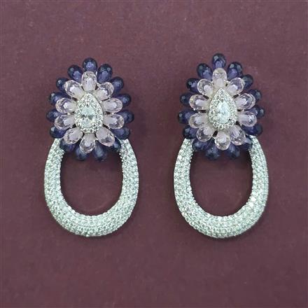 American Diamond Classic Earring with Rhodium Plating