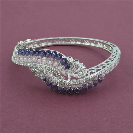 American Diamond Openable kada with Rhodium Plating