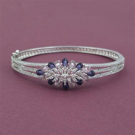 American Diamond Openable kada with Rhodium Plating