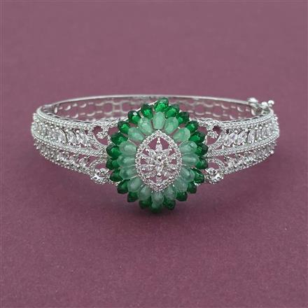 American Diamond Openable kada with Rhodium Plating