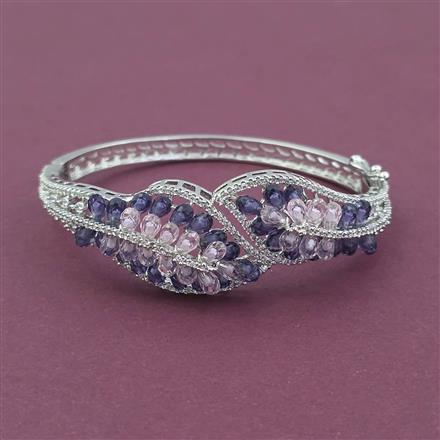 American Diamond Openable kada with Rhodium Plating