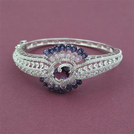 American Diamond Openable kada with Rhodium Plating