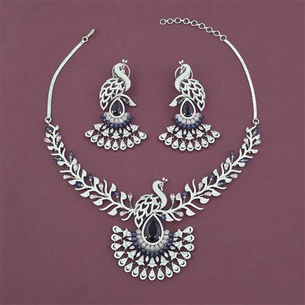 American Diamond Classic Necklace with Rhodium Plating