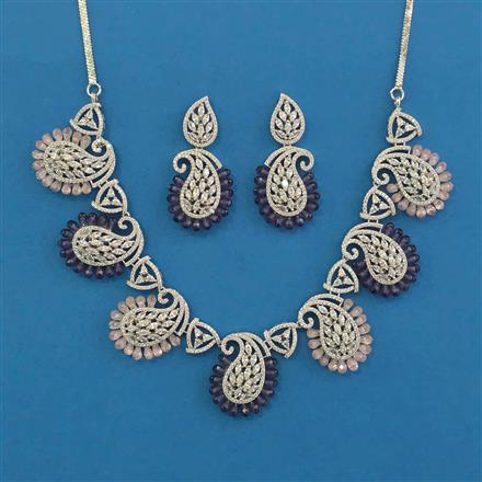American Diamond Classic Necklace with Rhodium Plating