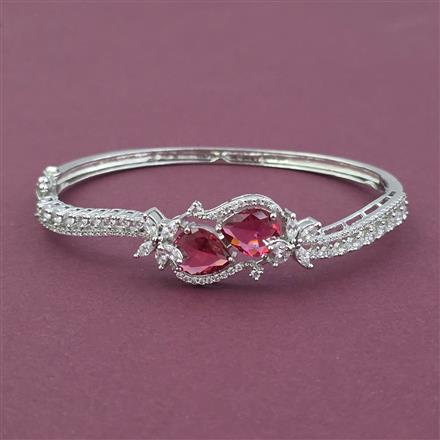American Diamond Openable kada with Rhodium Plating