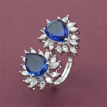 American Diamond Adjustable Ring with Rhodium Plating