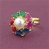 American Diamond Adjustable Ring with Gold Plating