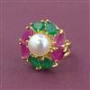 American Diamond Adjustable Ring with Gold Plating