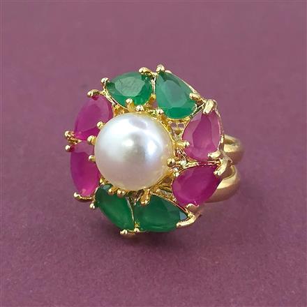 American Diamond Adjustable Ring with Gold Plating
