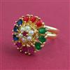 American Diamond Adjustable Ring with Gold Plating