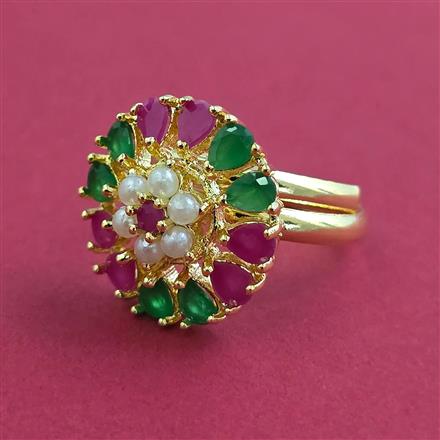American Diamond Adjustable Ring with Gold Plating