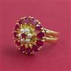 American Diamond Adjustable Ring with Gold Plating