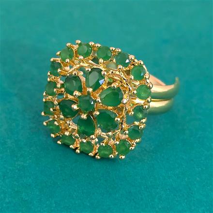 American Diamond Adjustable Ring with Gold Plating