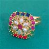 American Diamond Adjustable Ring with Gold Plating