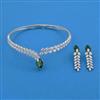 American Diamond Hasli Necklace with Rhodium Plating
