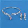 American Diamond Hasli Necklace with Rhodium Plating
