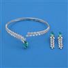 American Diamond Hasli Necklace with Rhodium Plating