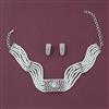 American Diamond Choker Necklace with Rhodium Plating