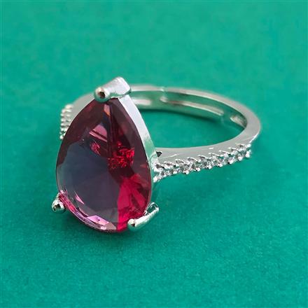 American Diamond Adjustable Ring with Rhodium Plating